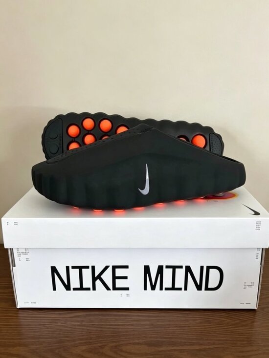 Nike Black Slides With Orange Cushion Pods